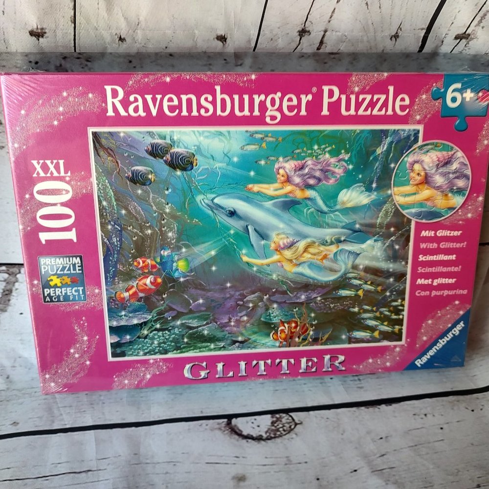 Ravensburger little mermaid glitter puzzle 100 XXL new in box ocean puzzle